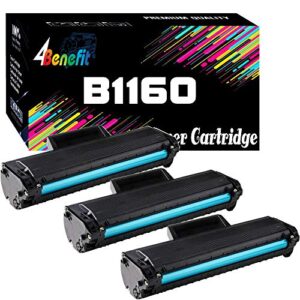 (set of 3) 4benefit compatible replacement b1160 toner cartridge b1160w (3xblack) work for dell b1160 b1160w b1163w b1165nfw laser printer (yk1pm 331-7335 hf44n hf442)