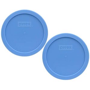 pyrex 7401-pc 3-cup blue cornflower round plastic food storage replacement lids – 2 pack