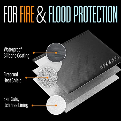 Water and Fireproof Pouch (10" x 13" / 2000℉), Protect Important Documents, Fireproof Bags (Extra Strength), Waterproof and Fireproof Document Bag, Fire Safe Bags, Keep Your Documents Safe (Legal)