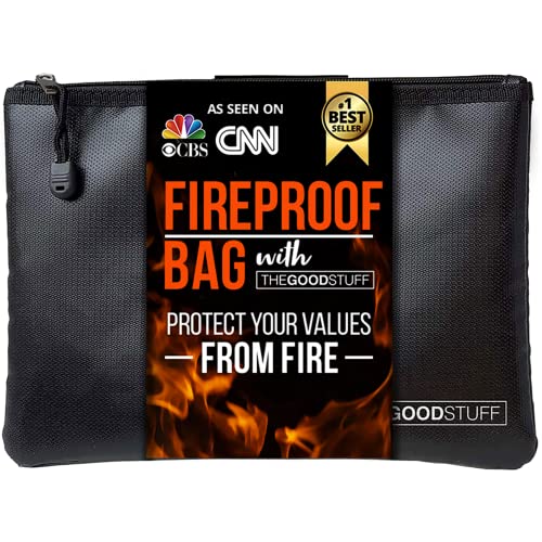 Water and Fireproof Pouch (10" x 13" / 2000℉), Protect Important Documents, Fireproof Bags (Extra Strength), Waterproof and Fireproof Document Bag, Fire Safe Bags, Keep Your Documents Safe (Legal)