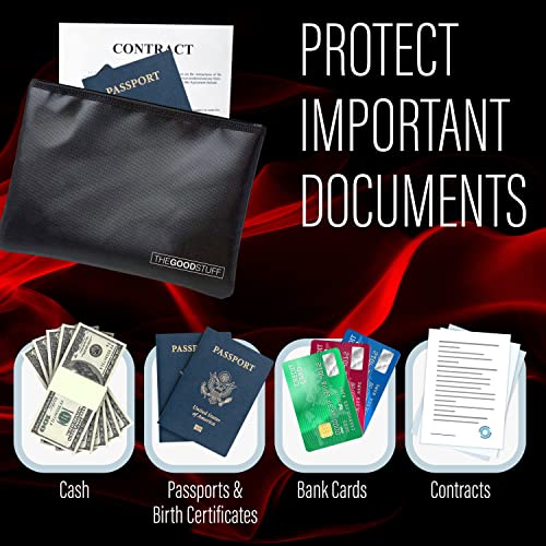 Water and Fireproof Pouch (10" x 13" / 2000℉), Protect Important Documents, Fireproof Bags (Extra Strength), Waterproof and Fireproof Document Bag, Fire Safe Bags, Keep Your Documents Safe (Legal)