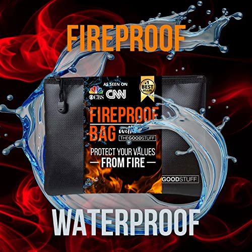 Water and Fireproof Pouch (10" x 13" / 2000℉), Protect Important Documents, Fireproof Bags (Extra Strength), Waterproof and Fireproof Document Bag, Fire Safe Bags, Keep Your Documents Safe (Legal)