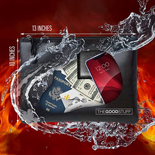 Water and Fireproof Pouch (10" x 13" / 2000℉), Protect Important Documents, Fireproof Bags (Extra Strength), Waterproof and Fireproof Document Bag, Fire Safe Bags, Keep Your Documents Safe (Legal)