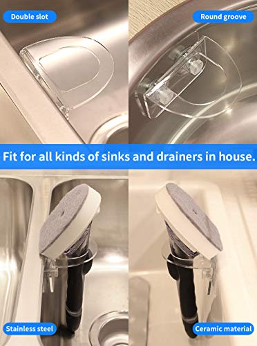 2 Pack Dish Brush Holder, Kitchen Clear Acrylic Sink Caddy Organizer, Vertical Scrub Brush Holder - Secure Suction Seals to Kitchen Sink(Clear)