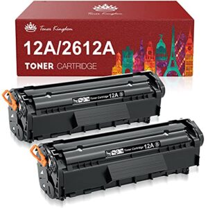 toner kingdom compatible toner cartridges replacement for hp 12a q2612a use with laserjet 1020 1022 3050 1018 1012 3015 3055 1022n m1319f 3030 3052 1010 printer (black, 2-pack)