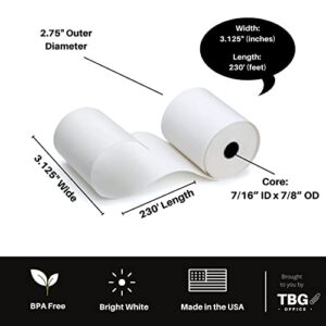 3 1/8” x 230' Thermal Paper Rolls - BPA FREE AND MADE IN THE USA – Receipt paper rolls – Point of Sale Cash Register - Thermal printer paper - Credit Card Paper - for POS systems (1 Case - 30 Rolls)