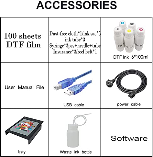 PUNEHOD A3 DTF Printer,L1800 T-Shirt Transfer Printer with White Ink Circulatory for DIY Direct Print T-Shirts, Hoodie,Fabrics (DTF Printer + Oven)