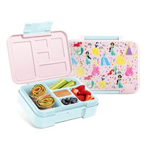 simple modern disney bento lunch box for kids | bpa-free leakproof lunch container for girls, boys, toddlers with 5 compartments | porter collection | 30oz | princess rainbows