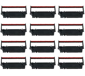 12-pack replacement for star sp700 printer ribbon for using with star rc700 sp 700 sp700 sp712 sp717 sp742 sp747 (black and red)