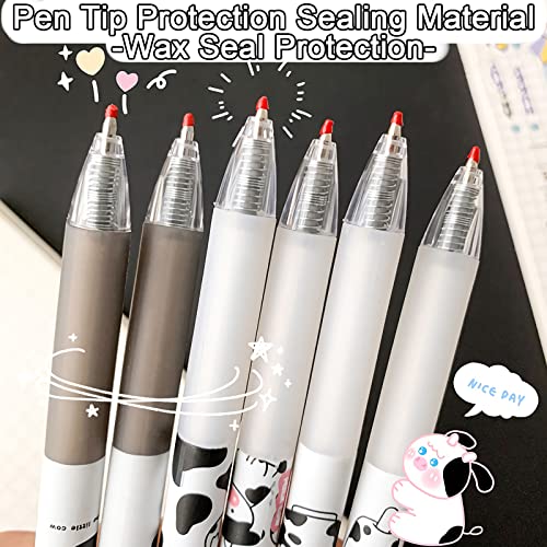 Cute Pens Kawaii 0.5mm Black Ink Gel Pens Fine Point Smooth Writing Ballpoint for Office School Supplies Nice Fun Gifts for Kids Girls Women Pens for Journaling，Pack of 6pcs (Little Milky Cow)