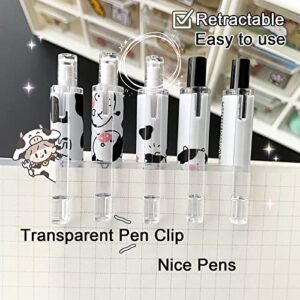 Cute Pens Kawaii 0.5mm Black Ink Gel Pens Fine Point Smooth Writing Ballpoint for Office School Supplies Nice Fun Gifts for Kids Girls Women Pens for Journaling，Pack of 6pcs (Little Milky Cow)