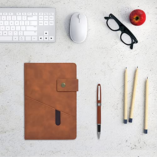 Brown A5 Lined Leather Journal Notebook for Men Women,5.9 X 8.4" Personalized Hardcover Journal with Pen,200 Pages 100 Gsm Thick Ruled Paper Daily Diary for School,Travel,Business,Work,Home Writing