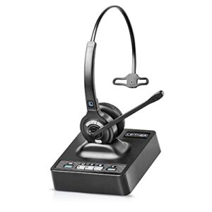 leitner lh370 – wireless dect office headset with bluetooth for desk phone, computer and bluetooth device – works with 99% of landline phones, pcs, and cell phones (usb, phone jack, and bluetooth)
