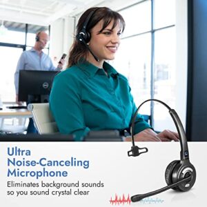 Leitner LH370 – Wireless DECT Office Headset with Bluetooth for Desk Phone, Computer and Bluetooth Device – Works with 99% of Landline Phones, PCs, and Cell Phones (USB, Phone Jack, and Bluetooth)