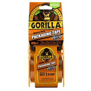 Gorilla Packing Tape Tough & Wide with Dispenser for Moving, Shipping and Storage, 2.83" x 20 yd, Clear, (Pack of 1)