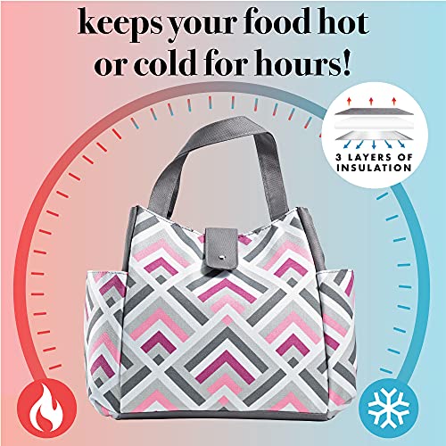 Fit & Fresh Westport Insulated Bag & Meal Kit, with 2 Food Containers & Matching Tumbler Bottle, Reusable Lunch Bag for Women, Perfect for Work, School, Beach & More, Standard, Magenta