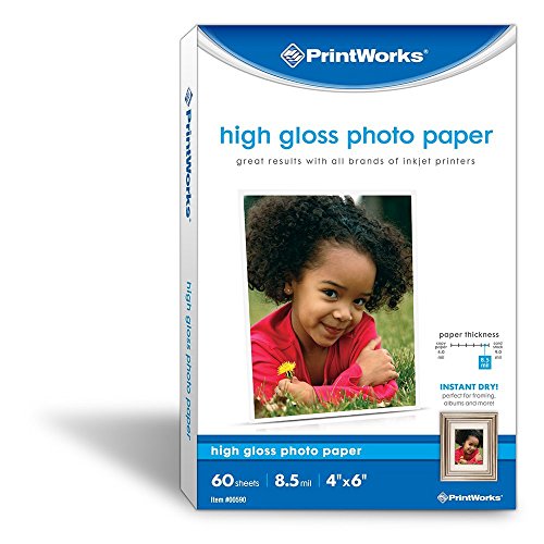 Printworks High Gloss Photo Paper for Inkjet Printers, 8.5 mil, 60 Sheets, 4” x 6” (00590)