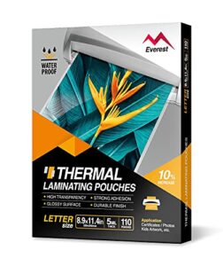 everest thermal laminating pouches – 8.9 x 11.4 inches – 5 mil thick – 110 pouches – letter size