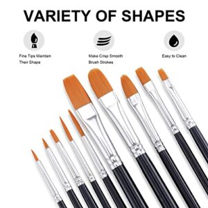 GOTIDEAL Paint Brush Set, 10 Pcs Round Pointed Tip, Small Nylon Hair Brushes for Acrylic, Watercolor, Oil and Gouache，Body, Face Nail Art, Detailing and Rock Painting, Perfect for Kids & Adult