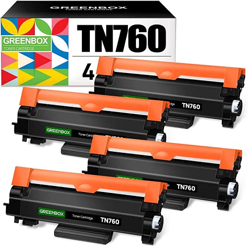 GREENBOX Compatible Toner Cartridge Replacement for Brother TN760 TN-760 TN730 TN-730 for Brother MFC-L2710DW HL-L2350DW HL-L2370DW HL-L2395DW MFC-L2750DW DCP-L2550DW HL-L2390DW MFC-L2730DW (4 Black)