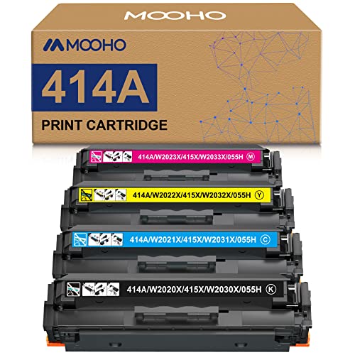 MOOHO Compatible Toner Cartridge Replacement for HP 414A W2020A 414X High Yield Used with HP Color Pro MFP M479fdw M454dw M479fdn M454dn Toner Printer (Black Cyan Yellow Magenta, 4 Packs)