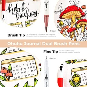 Ohuhu Markers for Adult Coloring Books: 60 Colors Dual Brush Fine Tips Art Marker Pens - Watercolor Markers for Kids Adults Lettering Drawing Sketching Bullet Journal - Non-Bleed Non-Toxic - White