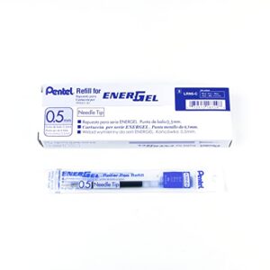 pentel refill ink for energel liquid gel pen, 0.5mm, needle tip, blue ink, box of 12 (lrn5-c-12)