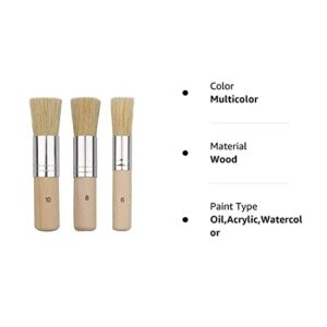 COCODE Wooden Stencil Brush (Set of 3), Natural Bristle Brushes Perfect for Acrylic Painting, Oil Painting, Watercolor Painting, Stencil Project, Card Making and DIY Art Crafts