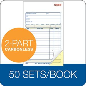 Adams Sales Order Book, 2-Part, Carbonless, White/Canary, 4-3/16 x 7-3/16 Inches, 50 Sets per Book (DC4705)