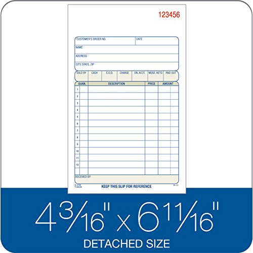 Adams Sales Order Book, 2-Part, Carbonless, White/Canary, 4-3/16 x 7-3/16 Inches, 50 Sets per Book (DC4705)