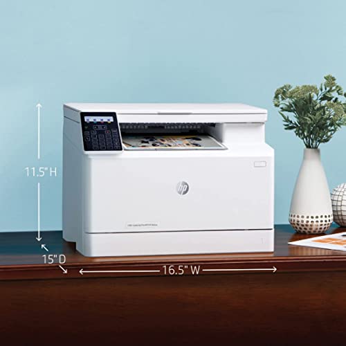 HP Color Laserjet Pro M182nw Wireless All-in-One Laser Printer, Remote Mobile Print, Auto-On/Auto-Off Function, 17 ppm, 150-Sheet, 600 x 600 dpi, Works with Alexa, Bundle with JAWFOAL Printer Cable