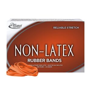 Alliance Rubber 37646#64 Non-Latex Rubber Bands, 1 lb Box Contains Approx. 380 Bands (3 1/2" x 1/4", Orange)