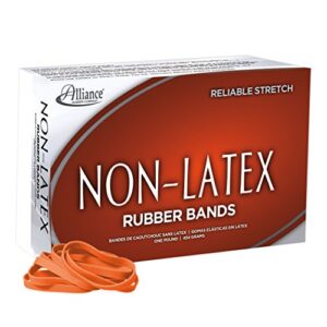 Alliance Rubber 37646#64 Non-Latex Rubber Bands, 1 lb Box Contains Approx. 380 Bands (3 1/2" x 1/4", Orange)