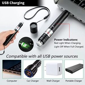 Green Laser Pointer High Power, Long Range High Power Laser Pointer, Rechargeable Pointer , Strong Lazer Pointer for Teaching Outdoor Hunting USB Rechargeable Laser Pointer Pen