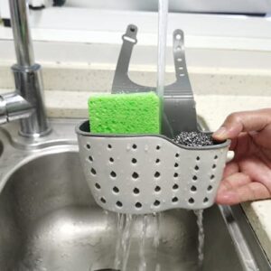 HCORRAN Kitchen Sink Caddy Sponge Holder,Hanging Kitchen Adjustable Strap Faucet Caddy（Beige 1pack）…