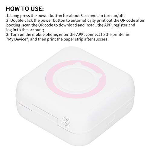 Garsentx Mini Printer Thermal, C6 Wireless Bluetooth Label Printer Portable, 200DPI High-Resolution Print, Photos/Labels/Messages/Lists/Web Page Printing, Lightwight Convenient(Pink)