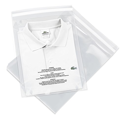 Spartan Industrial - 12” X 15” (100 Count) Self Seal Clear Poly Bags with Suffocation Warning for Packaging, T Shirts & FBA - Permanent Adhesive
