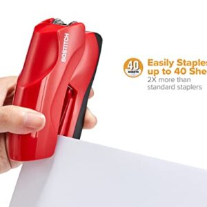 Bostitch Office Heavy Duty 40 Sheet Stapler with 1250 Staples & Claw Remover, Small Stapler Size, Fits into The Palm of Your Hand, Value Pack, Red (B175-RED-VP)