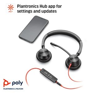 Plantronics - Blackwire 3325 Wired Stereo Headset with Boom Mic (Poly) - Connect to PC/Mac via USB-A or mobile/tablet via 3.5 mm connector - Works with Teams, Zoom & more