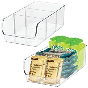 bHome - 2 Adjustable Snack Organizer Bins for Cabinet & Pantry Organization And Storage Plastic Storage Bins For Kitchen Organization - Clear Acrylic Divided Storage Containers with Removable Dividers
