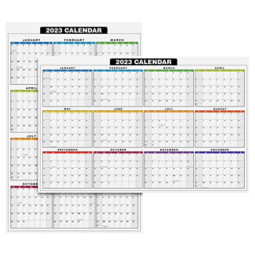 2023 Full Desk Calendar - 11 x 17” Large Size 12 Month Planner - 2 Sided Vertical/Horizontal Reversible - Printed on Thick and Durable 80lb Cardstock (216 GSM) - 2 Per Pack