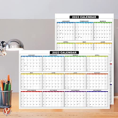 2023 Full Desk Calendar - 11 x 17” Large Size 12 Month Planner - 2 Sided Vertical/Horizontal Reversible - Printed on Thick and Durable 80lb Cardstock (216 GSM) - 2 Per Pack