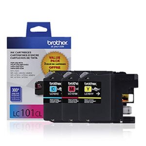 brother lc101 3pks ink cartridge – cyan, magenta, yellow – 1 each in retail packing