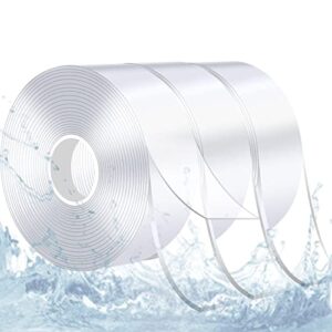 3 rolls double sided tape heavy duty(29.8ft, 0.75 in wide),nano-acrylic material,washed and reusable,self-adhesive,environmental protection,transparent wall tape for tv,home,office,car,kitchen holder