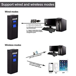 Symcode Bluetooth Wireless Barcode Scanner,Compatible with Bluetooth Function & 2.4GHz Wireless, Portable Barcode Reader Work with Windows, Mac,Android, iOS Phones, Tablets or Computers