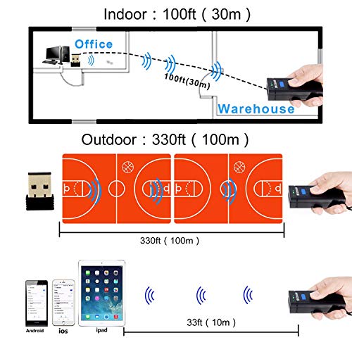 Symcode Bluetooth Wireless Barcode Scanner,Compatible with Bluetooth Function & 2.4GHz Wireless, Portable Barcode Reader Work with Windows, Mac,Android, iOS Phones, Tablets or Computers