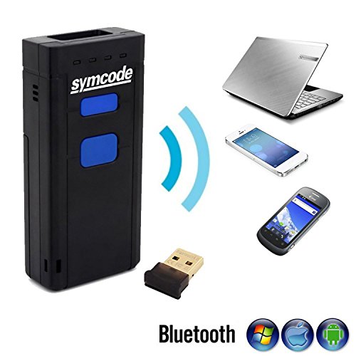 Symcode Bluetooth Wireless Barcode Scanner,Compatible with Bluetooth Function & 2.4GHz Wireless, Portable Barcode Reader Work with Windows, Mac,Android, iOS Phones, Tablets or Computers