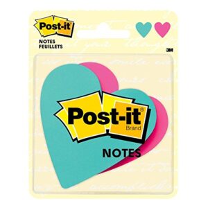 post-it super sticky notes, 3 in x 3 in, heart shape, assorted colors, 75 sheets/pad, 2 pads/pack (7350-t-hrt)