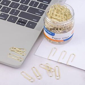 FUDAO FAMILY Paper Clips, 300-Count, Paperclips, Paper Clip, Gold Paper Clips, 1.1 Inch (28mm) Small Paper Clips