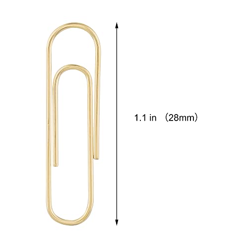 FUDAO FAMILY Paper Clips, 300-Count, Paperclips, Paper Clip, Gold Paper Clips, 1.1 Inch (28mm) Small Paper Clips